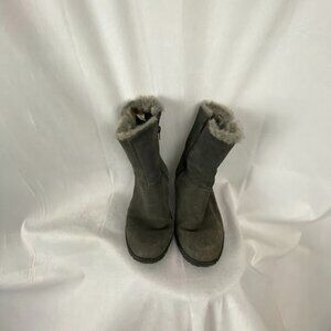 Minnetonka Gray Faux Fur Lined Side Zip Boots Women's 7